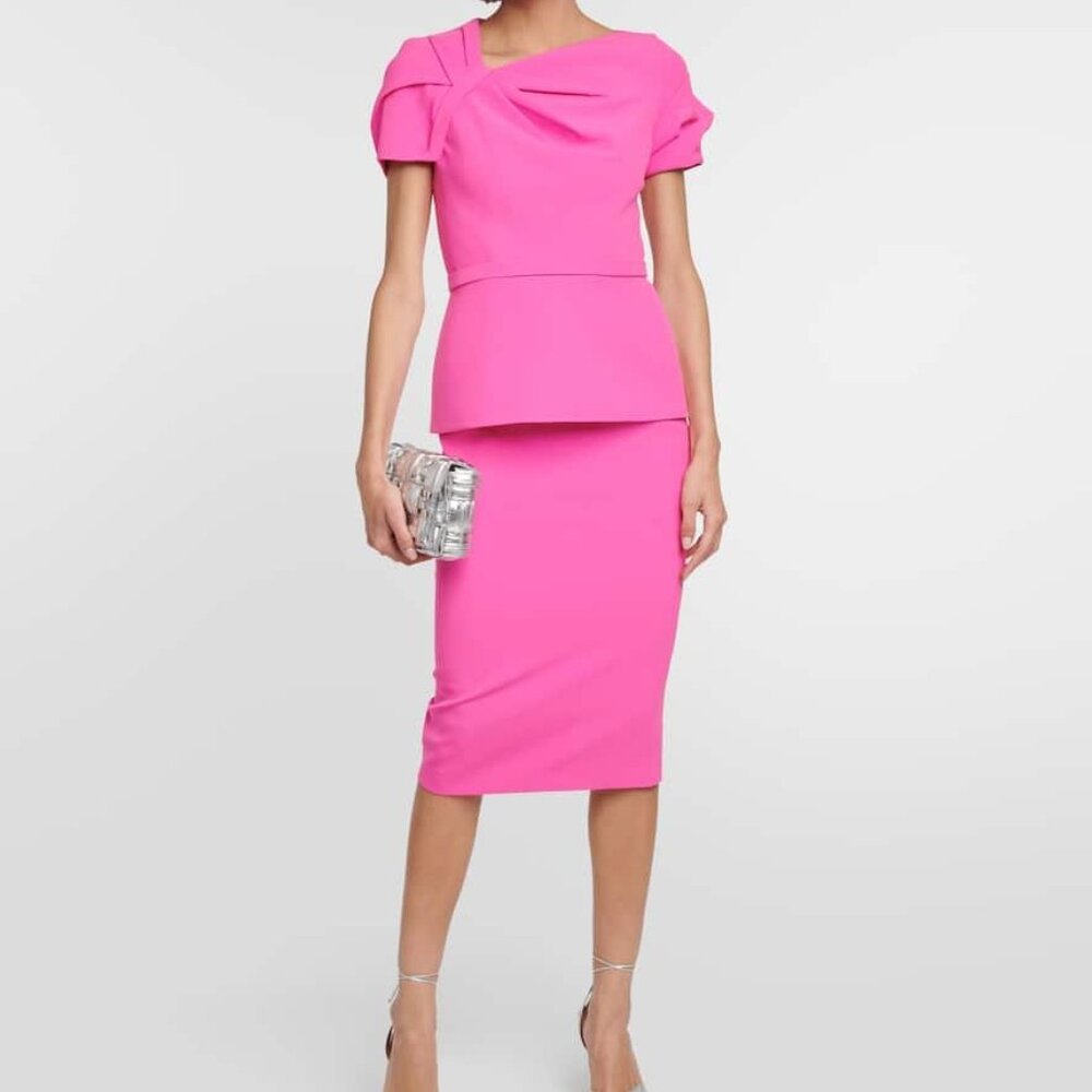 Safiyaa Peplum crêpe midi dress